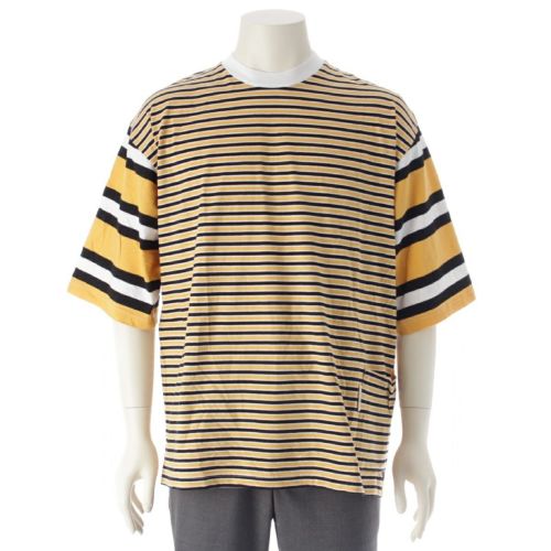 マルニ 22SS ジャージー ボーダー オーバーサイズ 半袖Ｔシャツ ポケット トップス ホワイト イエロー ブラック 54