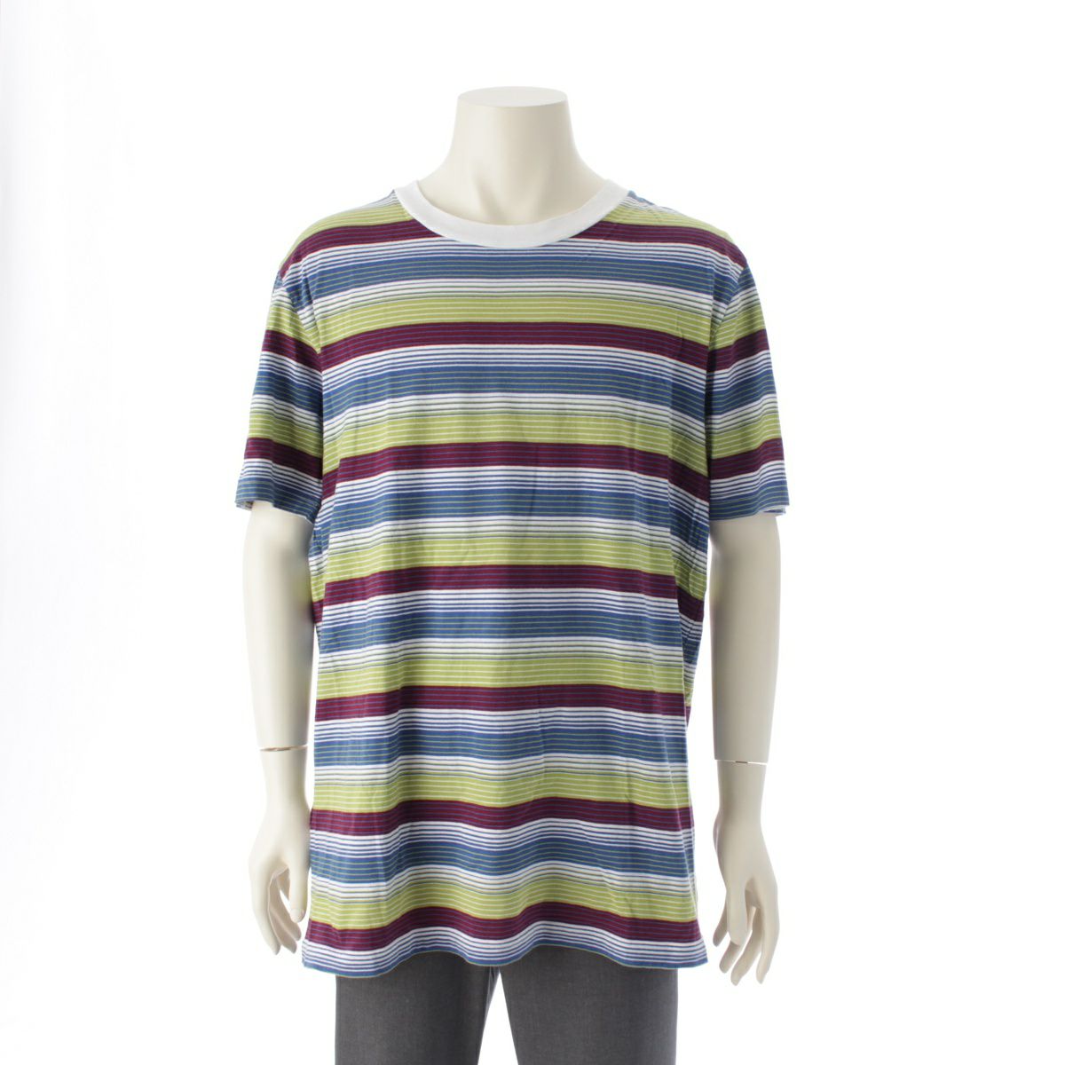 マルニ 22SS コットン ボーダー切替 クルーネック 半袖Ｔシャツ トップス マルチカラー 56