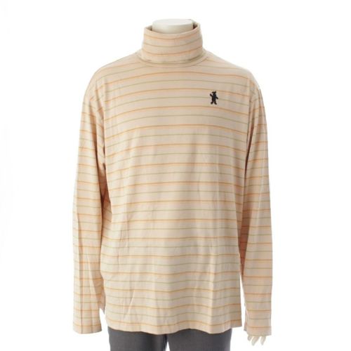 マルニ 20SS コットン ラビットモチーフ バックロゴ タートルネック ボーダー トップス ベージュ オレンジ系 50