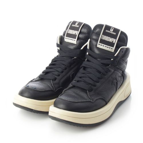 リックオウエンス ダークシャドウ コンバース 22AW TURBOWPN ターボウェポン レザー ハイカット スニーカー 厚底 DC02BX945 ブラック ナチュラル 42 26.5