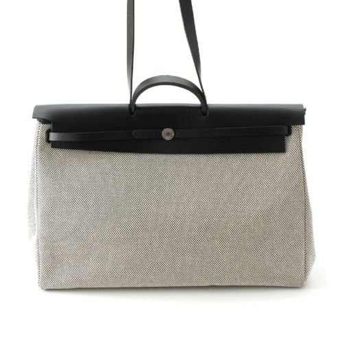 エルメス エールバッグジップ50 ルトゥルネ キャビン トワルGM ショルダー ハンドバッグ Y刻 ブラック