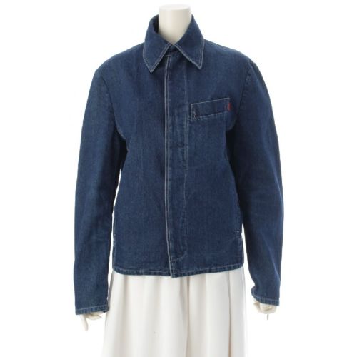 アレキサンダーマックイーン 90s コットン 本人期 アーカイブ 比翼 バスストップ デニムジャケット インディゴ ブルー 46