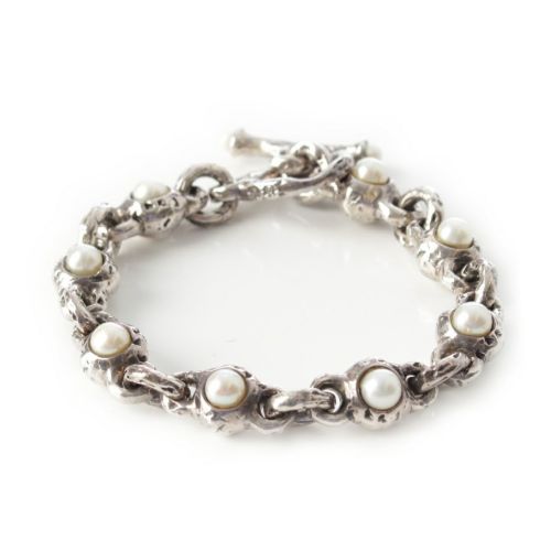 E.M. イーエム シルバー パール 淡水パール サンゴ モチーフ Tトグル ブレスレット アクセサリー 0001-B001 シルバー 66.2g