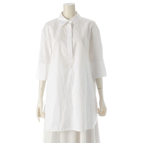 ジルサンダー 25SS コットン 7DAYS SHIRT FRIDAY プルオーバー スキッパー 半袖シャツ トップス ホワイト 34