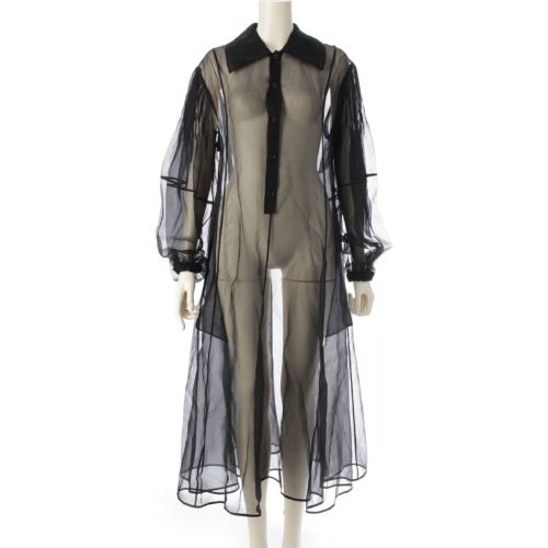 ブラミンク 25SS シルク オーガンジーパフロングスリーブ ワンピース ドレス 7925-230-0409 ブラック 38