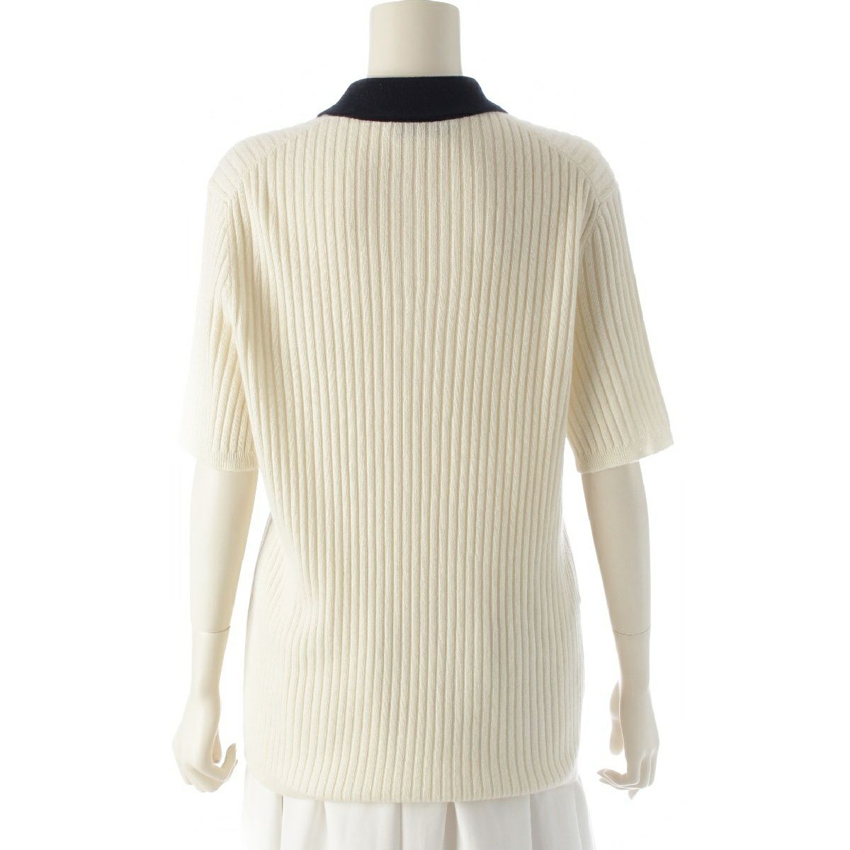 ミュウミュウ 24-25AW カシミヤ ロゴ ニット 半袖 ポロシャツ トップス