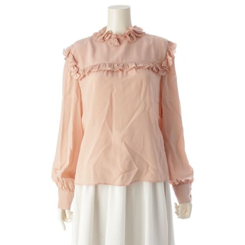 ヴァレンティノ 24年 シルク フリルカラー バックジップ ブラウス トップス 6B3AEAE590F ピンク 42