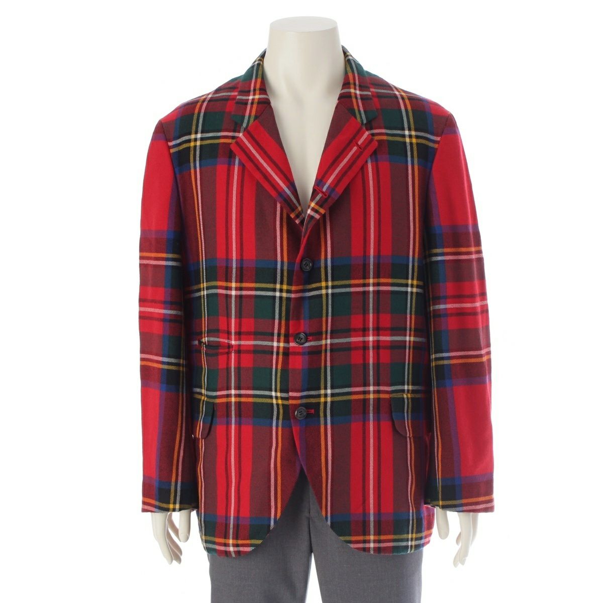 エルメス　テーラードジャケット　マスタード　チェック super 100's HERMES - エルメス イタリア製 SUPER 100's テーラードジャケット 50