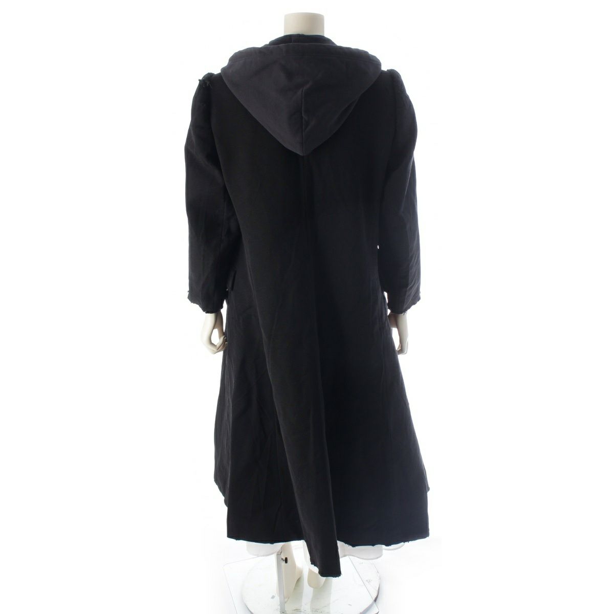 【中古】バレンシアガ BALENCIAGA 2010 ニコラ期 裏地プリント ノーカラー コート ジャケット ウール 40 ブラック 黒 バレンシアガ 22年 ナイロン コットン レーヨン ダメージ加工 フード