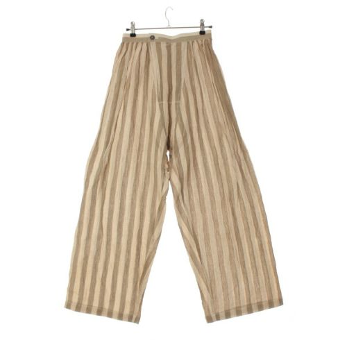 イッセイミヤケ 1984 コットン リネン 筆タグ ストライプ パンツ ベージュ 9