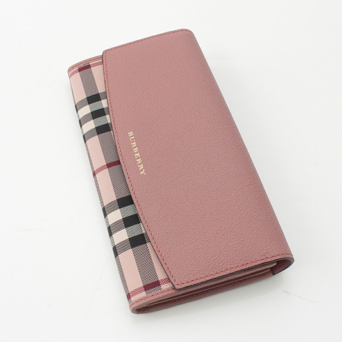 【良品】BURBERRY 長財布 ピンク ノバチェック 保存袋 箱付き バーバリー レザー ノバチェック ロング ウォレット 長財布 ピンク