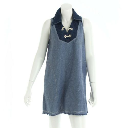 カレンウォーカー(Karen Walker) ラナウェイ デニム ノースリーブ ワンピース ブルー 6