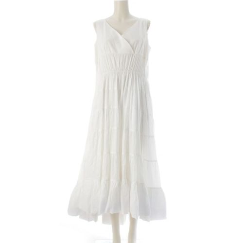 JENNE ジェンヌ コットン ドラマチックティアード ノースリーブ ワンピース iwa24ss-op13 ホワイト L