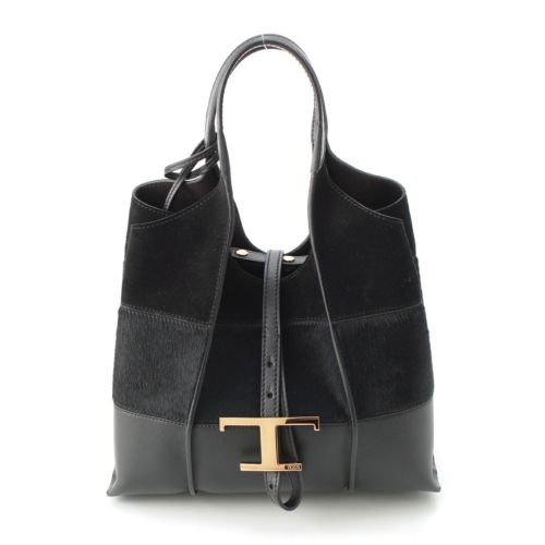 トッズ ハラコ Tタイムレス 2WAY ハンドバッグ ミニ XBWTSBAT100UILB999 ブラック