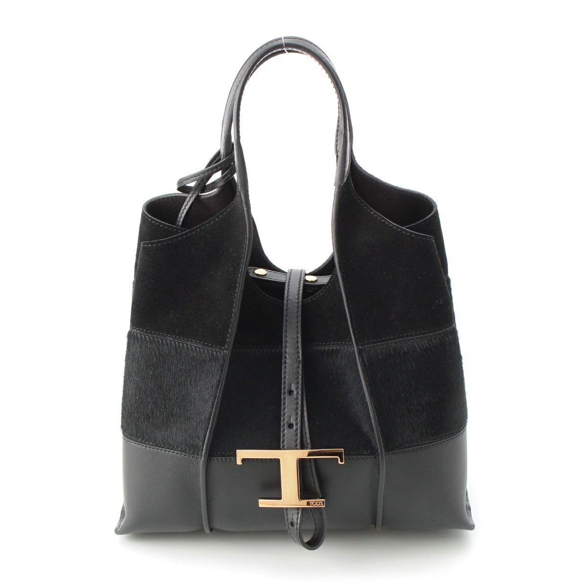 トッズ ハラコ Tタイムレス 2WAY ハンドバッグ ミニ XBWTSBAT100UILB999 ブラック