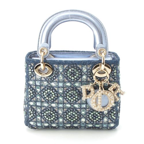 ディオール レザー レディディオール カナージュ ビジュー 2WAY ハンドバッグ M05050HR-M259 セレスティアルブルー