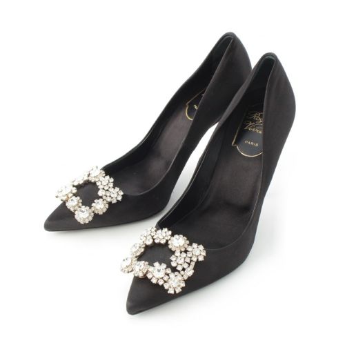 ロジェヴィヴィエ サテン エフロレッセンス ヒール パンプス シューズ RV41917620 ブラック 36