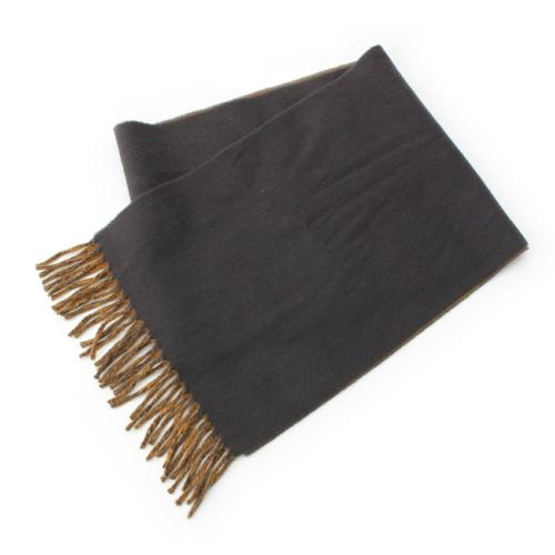 エルメス カシミヤ H ロゴ フリンジ マフラー イエロー グレー