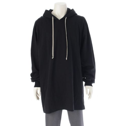 リックオウエンス 22AW POP OVER HOODIE コットン ドローストリング ロング フーディー パーカー トップス RU02B2285 ブラック XL