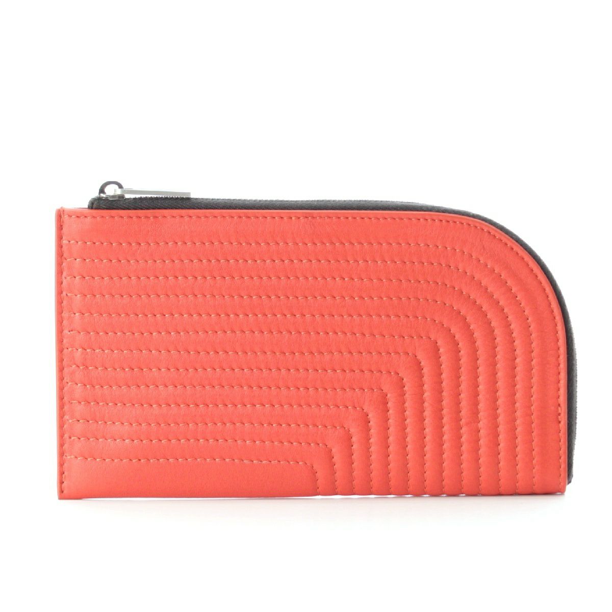 リックオウエンス 22AW RICK WALLET レザー ステッチ L字ファスナー コインケース 小銭入れ コンパクトウォレット RA02B0112 オレンジ 53