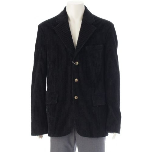 マルニ 21AW ウール コットン アルパカ 太畝コーデュロイ 裏地グラフィック 3B テーラードジャケット GUMIU0071U0 ブラック 48