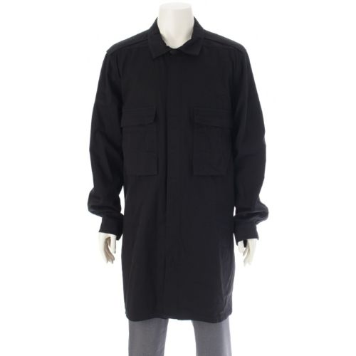 リックオウエンス 22SS FIELD SHIRT コットン ロング丈 オーバーサイズ 長袖シャツ トップス ジャケット RU01B1295-DL ブラック 52