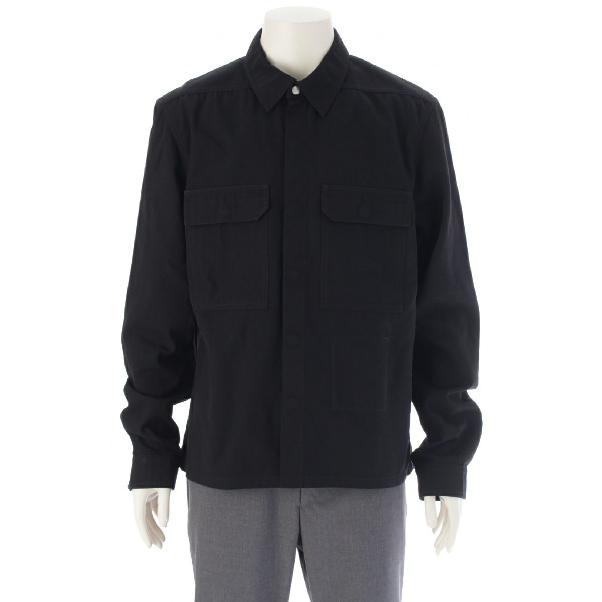 リックオウエンス 24SS コットン クロップド オーバーサイズ 長袖シャツ ジャケット トップス RL01D3234 ブラック 52