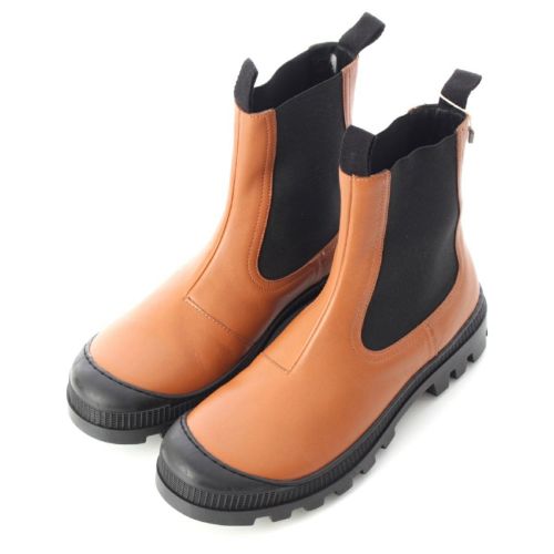 ロエベ レザー サイドゴア ボリュームソール チェルシー ブーツ アンクル ショート シューズ M816S05X03 タン ブラウン 42