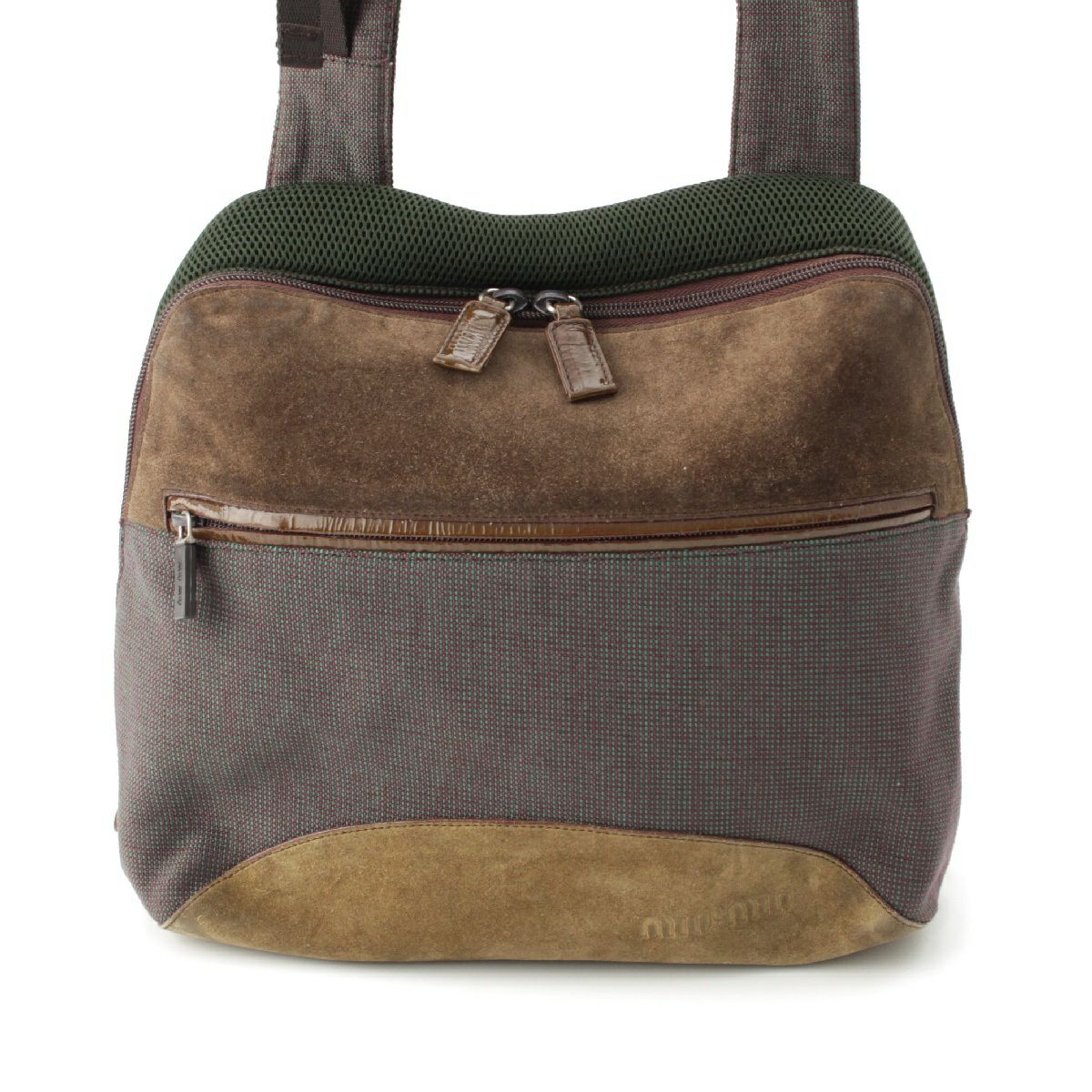 ミュウミュウ 00s スウェードレザー アーカイブ ショルダーバッグ グリーン ブラウン