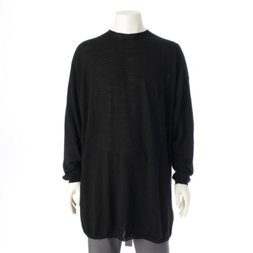 リックオウエンス 22SS TOMMY SWEATER ウール クルーネック 長袖 ニット セーター トップス RU01B1621-M ブラック XL