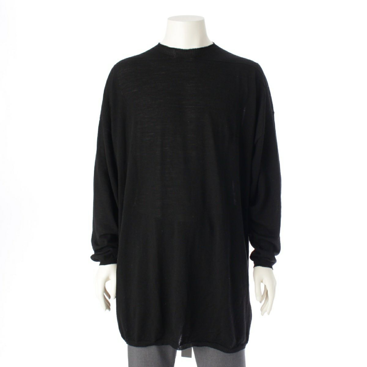 リックオウエンス 22SS TOMMY SWEATER ウール クルーネック 長袖 ニット セーター トップス RU01B1621-M ブラック XL