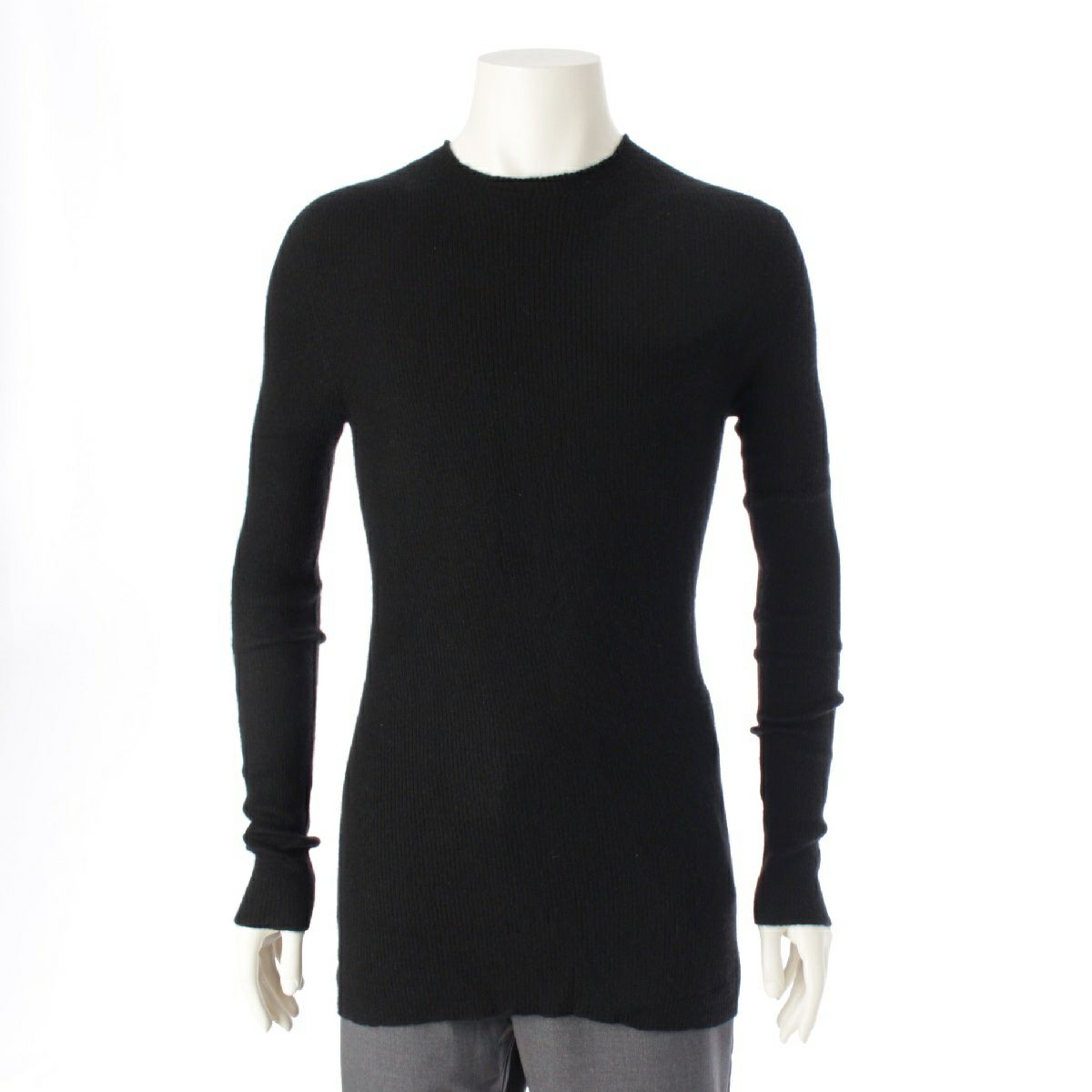 リックオウエンス 21AW RIBBED CASHMERE ROUND NECK カシミヤ リブ ニット トップス セーター RU02A5637 ブラック XL