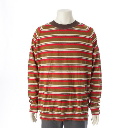 マルニ コットン リネン ロゴ刺繍 ボーダー切替 ニット 長袖Ｔシャツ トップス カットソー GCMG0252Q0 マルチカラー 52