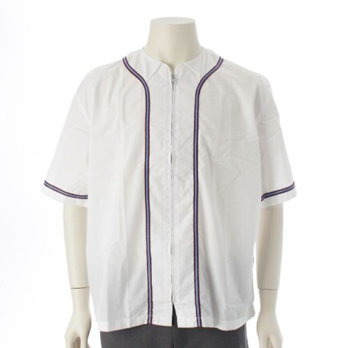 マルニ 19SS コットン ジップアップ ベースボール 半袖シャツ トップス CUMU0045X0 ホワイト 48