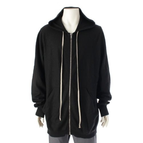 リックオウエンス 20AW CASHMERE HOODIE カシミヤ ドローストリング ジップアップ ニット パーカー フーディー トップス ブルゾン RU20F3614 ブラック XL