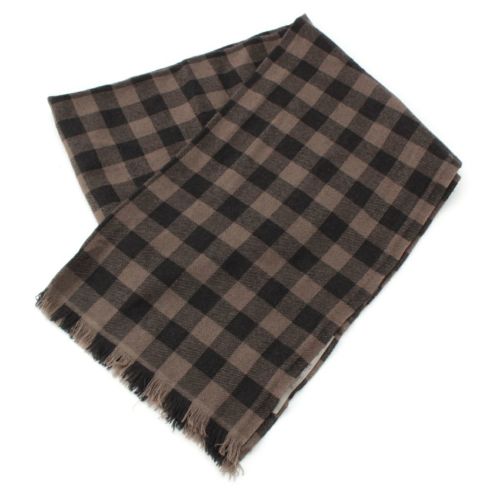 リックオウエンス 22AW カシミヤ シルク バッファローチェック 大判 ストール スカーフ ショール RU02B2470 ブラウン ブラック