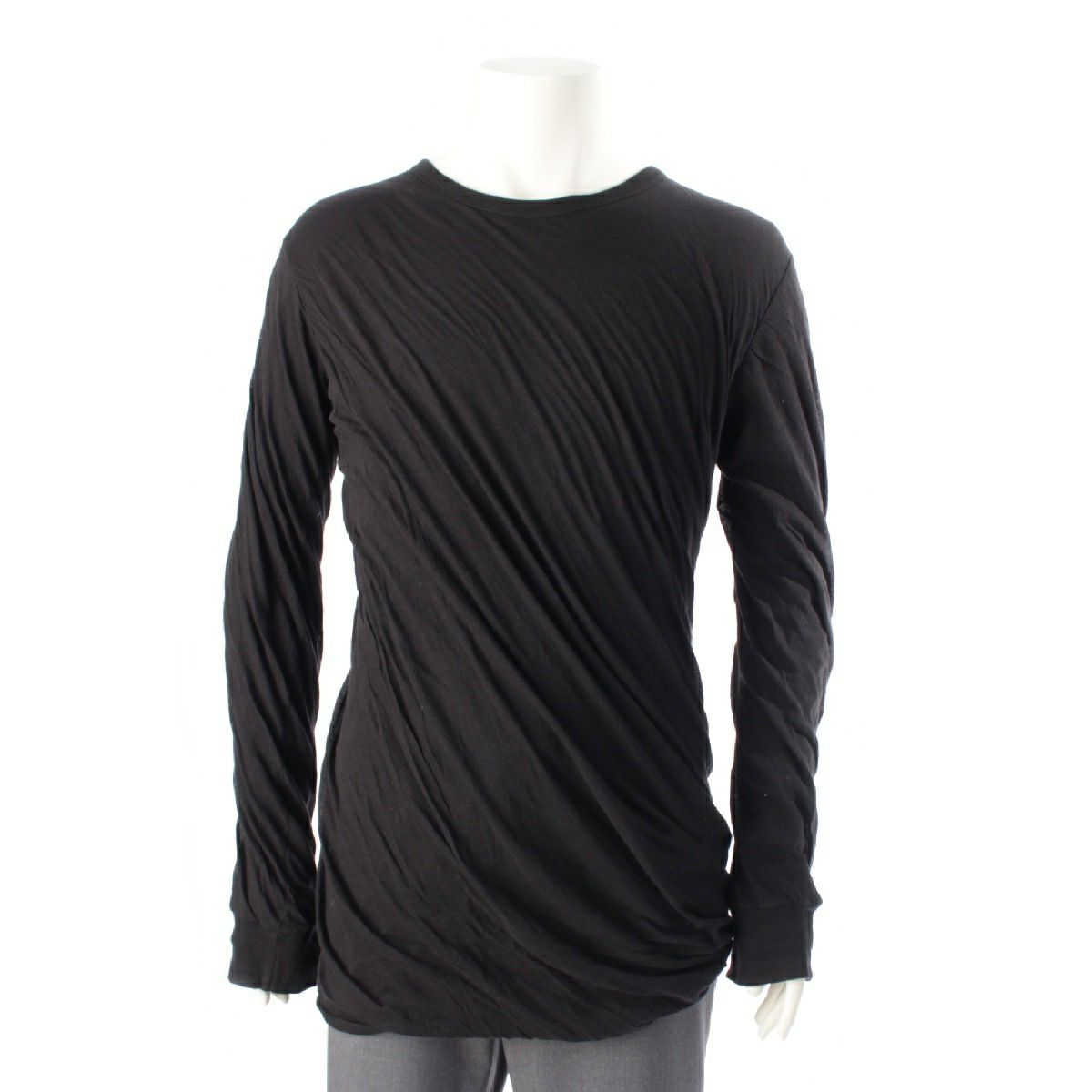 リックオウエンス 21AW コットン ダブルレイヤード 長袖Ｔシャツ ロングスリーブ カットソー トップス RU02A5257 ブラック XL