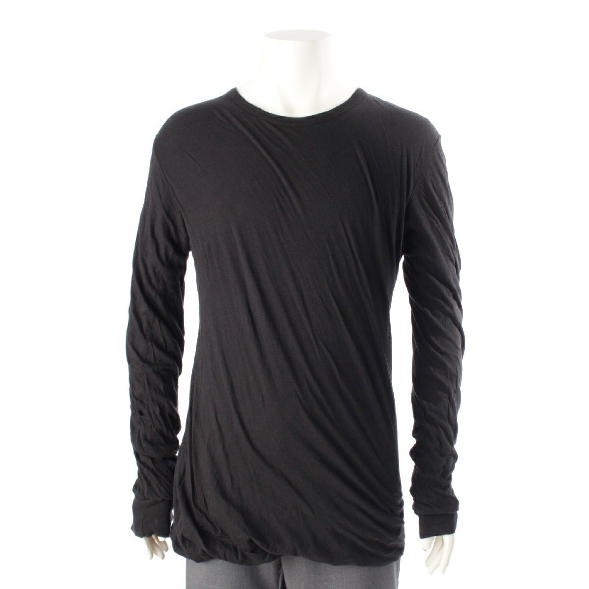 リックオウエンス 21AW コットン ダブルレイヤード 長袖Ｔシャツ ロングスリーブ カットソー トップス RU02A5257 ブラック L