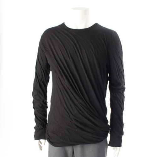 リックオウエンス 21AW コットン ダブルレイヤード 長袖Ｔシャツ ロングスリーブ カットソー トップス RU02A5257 ブラック XL