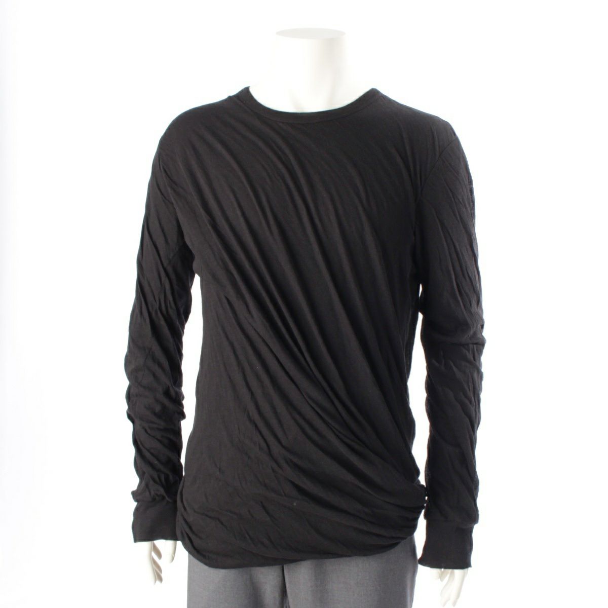 リックオウエンス 21AW コットン ダブルレイヤード 長袖Ｔシャツ ロングスリーブ カットソー トップス RU02A5257 ブラック XL