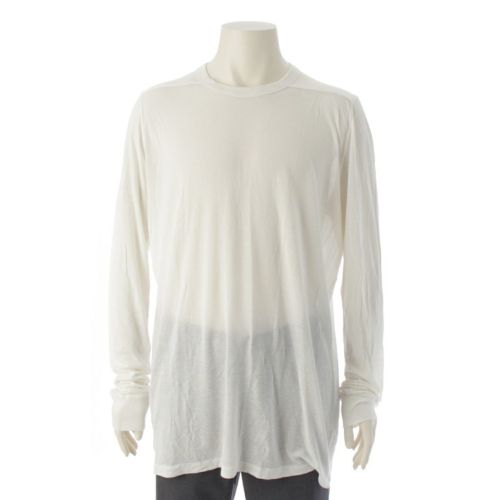 リックオウエンス 22SS LEVEL LS T ビスコース コットンヘンプ天竺 袖リブ 長袖Ｔシャツ カットソー トップス RU01B1266 ホワイト XL