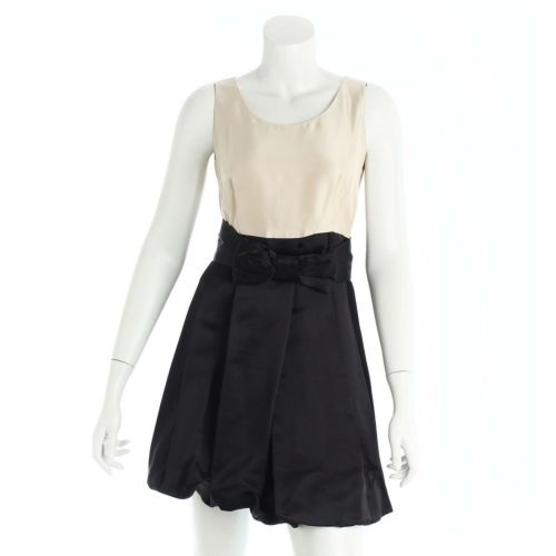 ソブ ダブルスタンダードクロージング(Sov. DOUBLE STANDARD) ウエストベルト付 シルク ワンピース ベージュ×ブラック