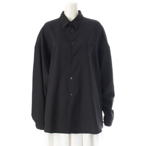マルニ 24年 トロピカルウール バックロゴ オーバーサイズ カジュアル 長袖シャツ トップス CUMU0061A3 ブラック 50