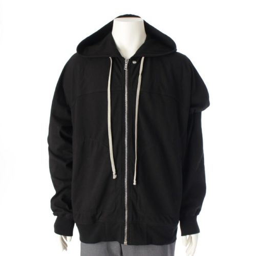 リックオウエンス 24SS コットン ドローコード フード パーカー ブルゾン アウター RU01D3241-BA ブラック L