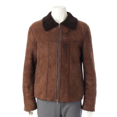 マルニ メリノウール ラムレザー シングルライダース ムートン ジャケット アウター LWJUMYA08Y00LM010-00A73 ブラウン 50