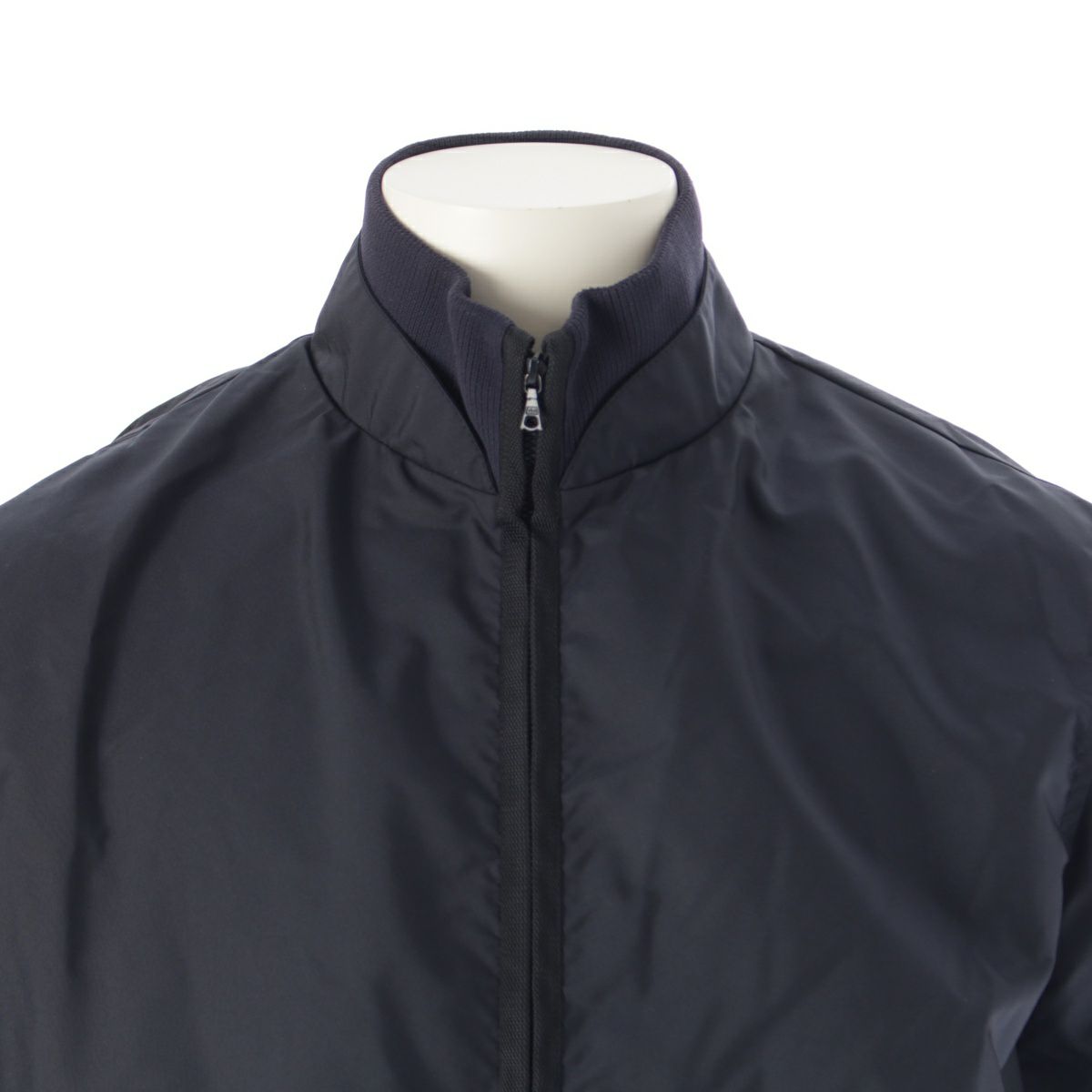 ミュウミュウ 90s ナイロン ジップアップ ノーカラー ロング ブルゾン