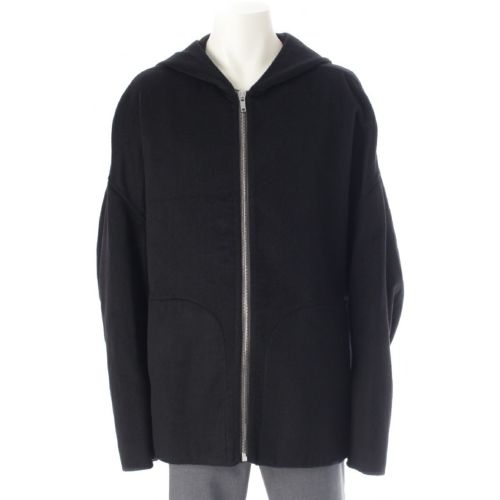 リックオウエンス 21AW カシミヤ ラグラン オーバーサイズ フーデッド ブルゾン パーカー ジャケット RU02A5779-DD ブラック シルバー金具 48