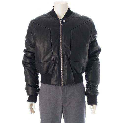 リックオウエンス 22AW FOG CROPPED BOMBER カウハイド 牛革 レザー クロップド ボンバー ジャケット アウター RR02B2797 ブラック 52