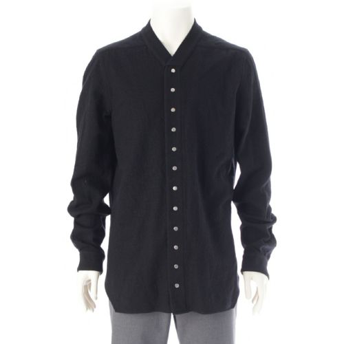 リックオウエンス 21AW SNAP COLLAR FAUN SHIRT ノーカラー 長袖シャツ ジャケット ブラック 52