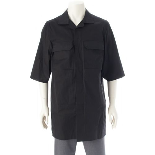 リックオウエンス 21AW MAGNUM JACKET コットン オーバーサイズ バックベルト 半袖シャツ ジャケット トップス RU21S6787 ブラック 50